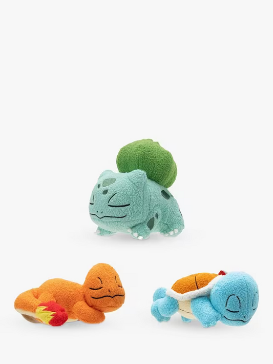 Pokemon Sleeping Bulbasaur, Charmander & Squirtle Plush Set
