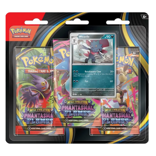 Pokemon TCG - Mega Evolution -  Phantasmal Flame - 3 Blister Pack - Weavile